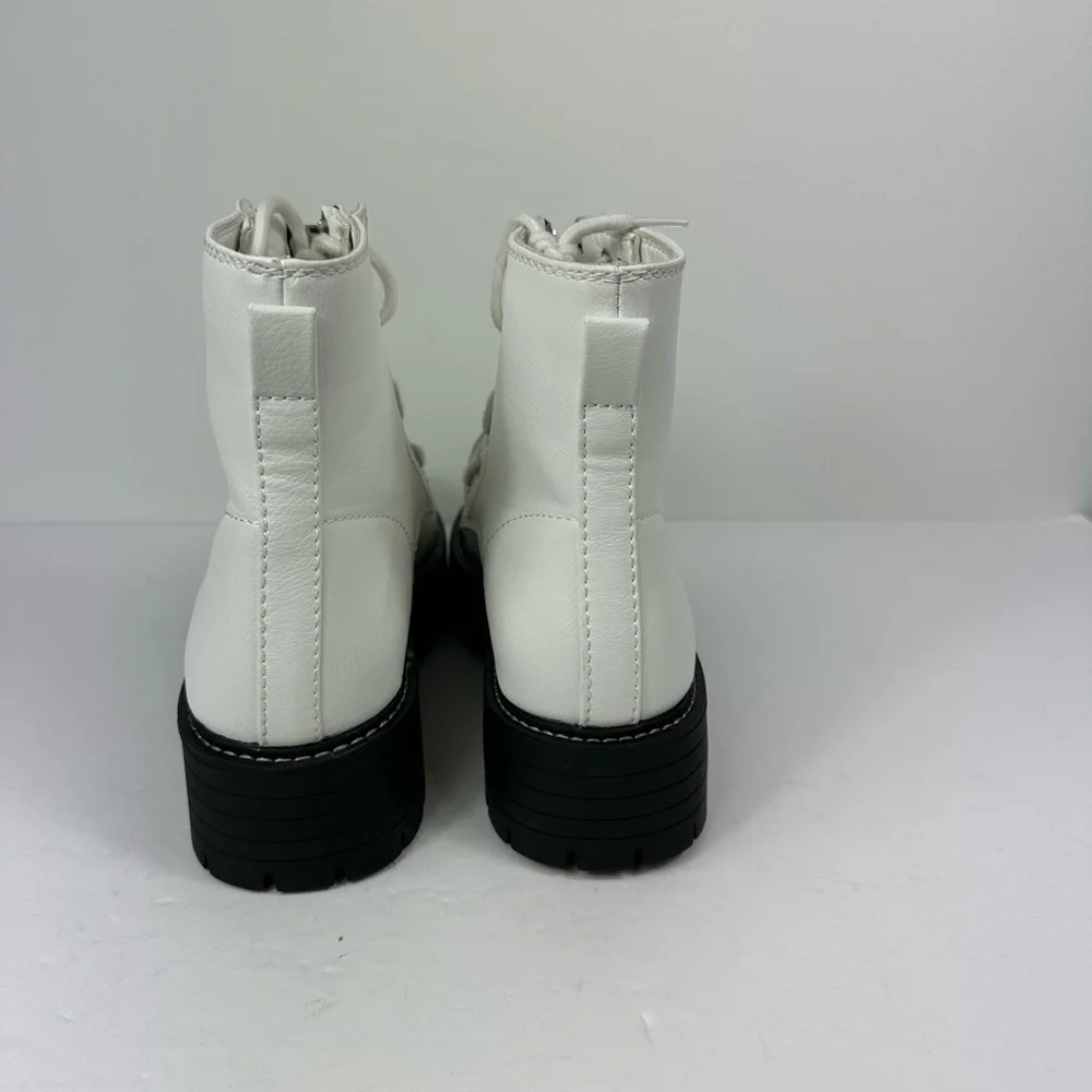 Women’s Sugar White Round Tow Block Combat Boots Size 8.5 - Picture 4 of 8